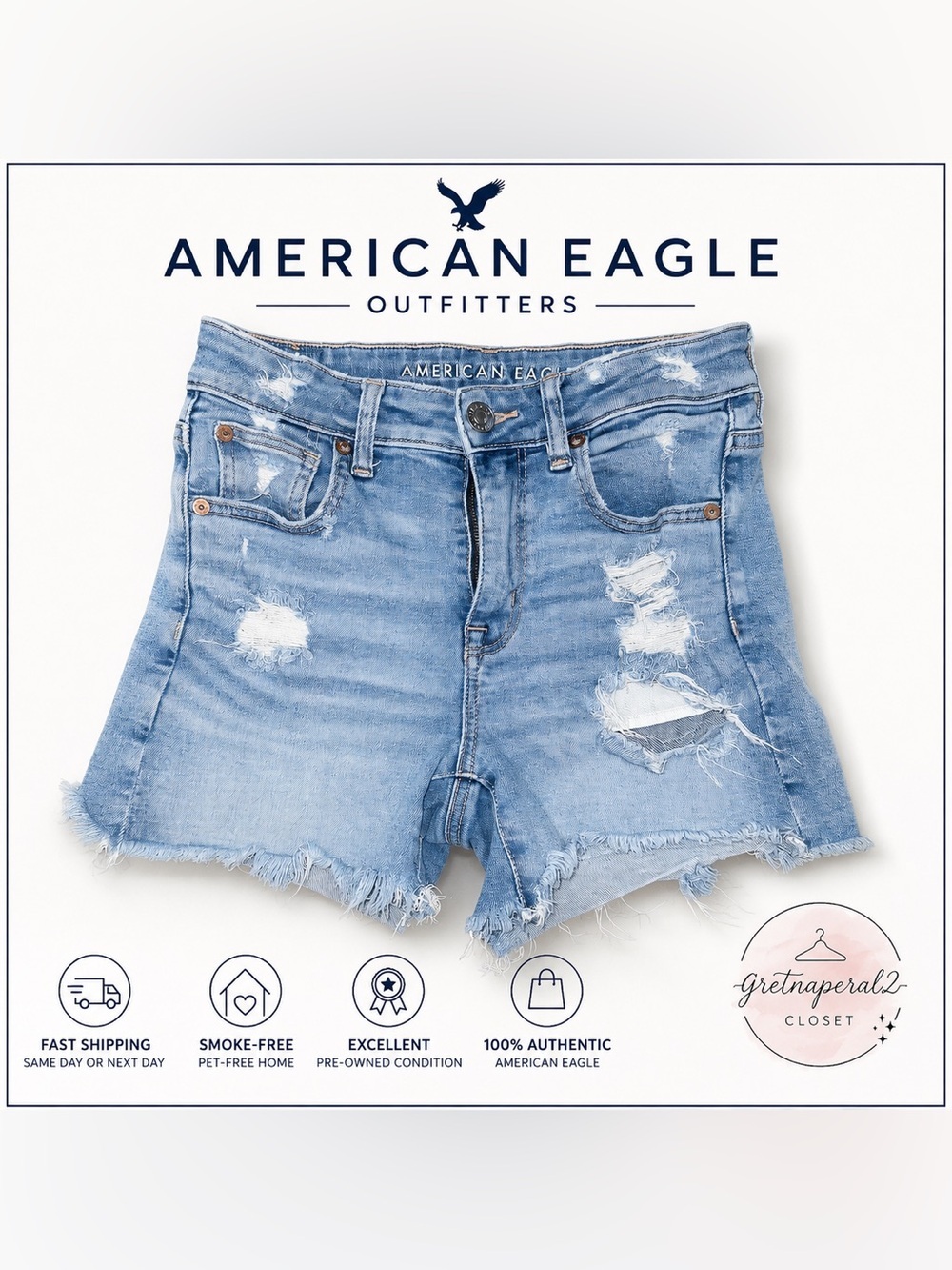 American Eagle Hi-Rise Shortie Distressed Denim Jorts